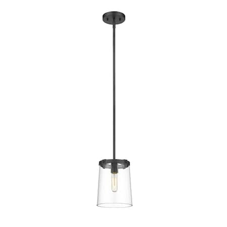 Callista 1 Light Mini Pendant, Matte Black & Clear